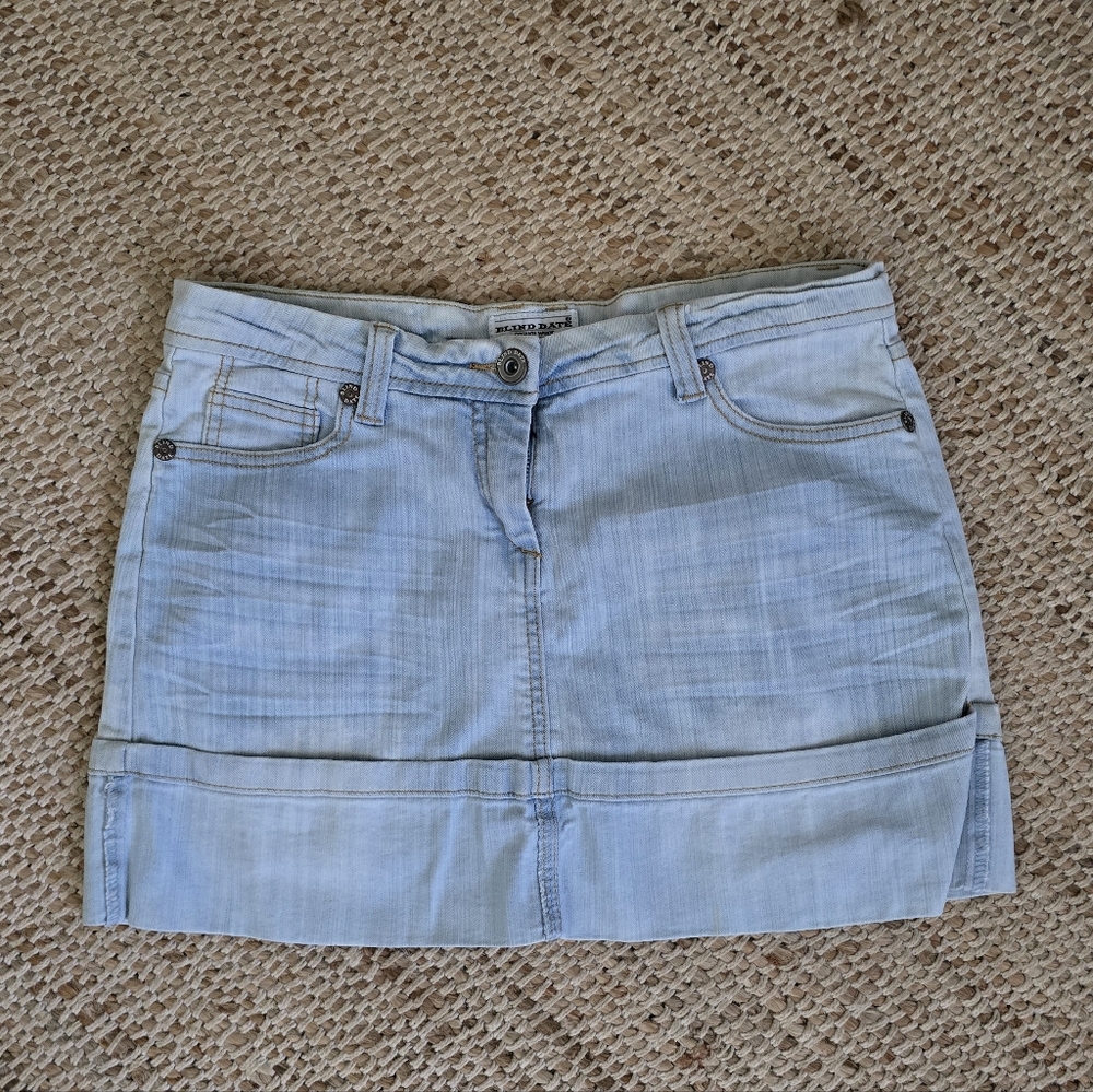 Vintage Light Wash Denim Mini Skirt